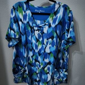 Easy Stretch Women's Blue and Green Blouse